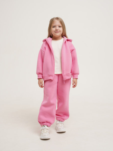 Костюм оверсайз с толстовкой (104, Розовый)