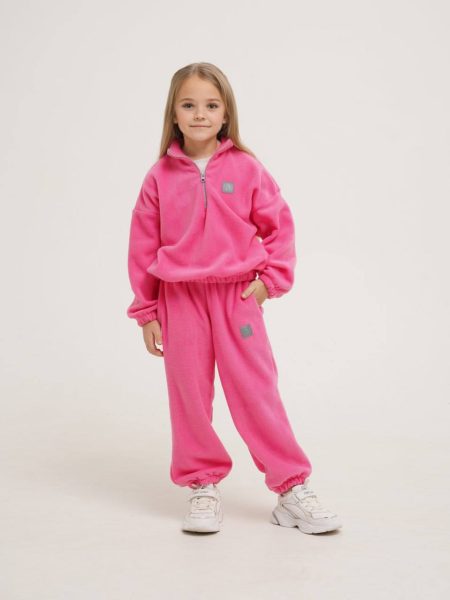 Костюм с короткой молнией флисовый (116, Розовый)