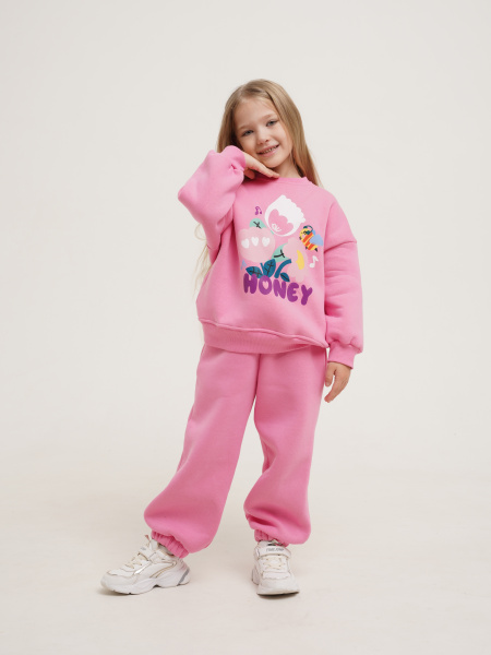 Костюм оверсайз "цветы" (104, Розовый)